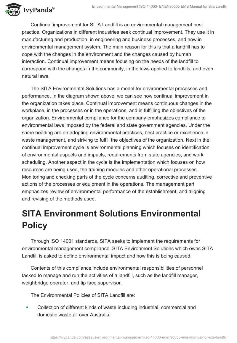 Environmental Management ISO 14000- ENEN90005 EMS Manual for Sita Landfill. Page 4