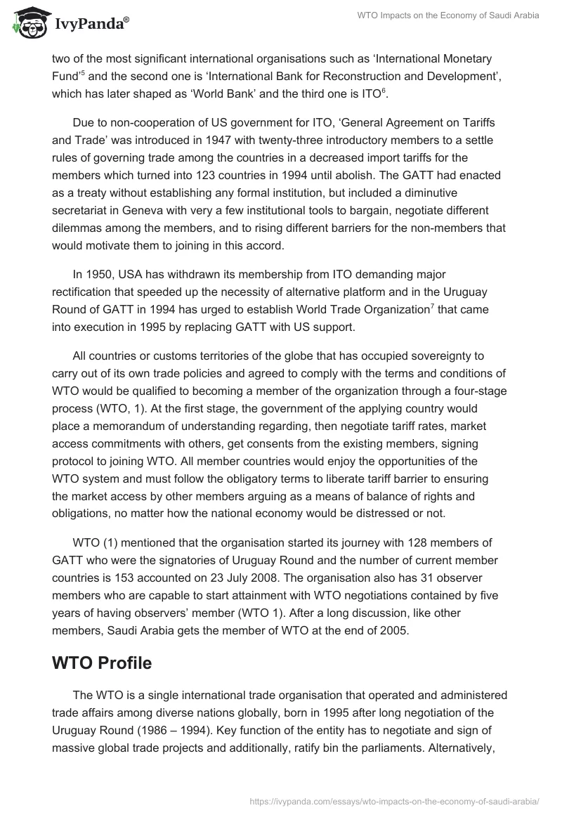 WTO Impacts on the Economy of Saudi Arabia. Page 2