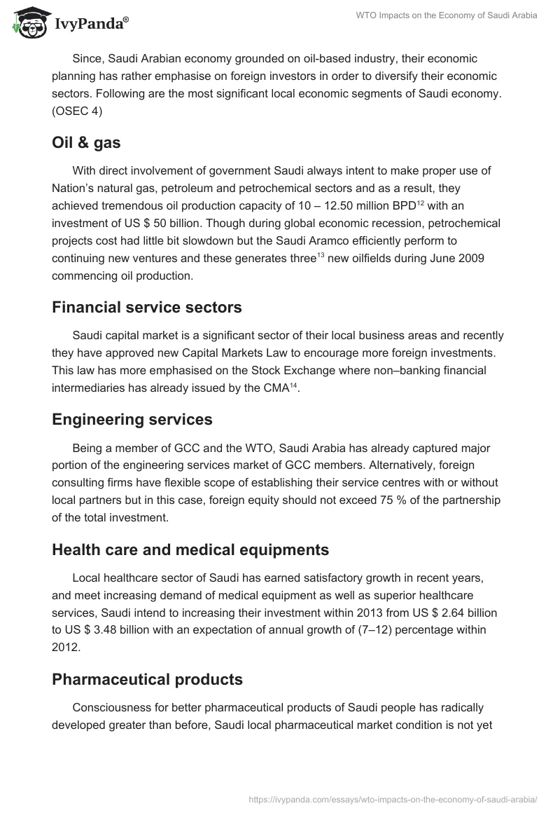 WTO Impacts on the Economy of Saudi Arabia. Page 5