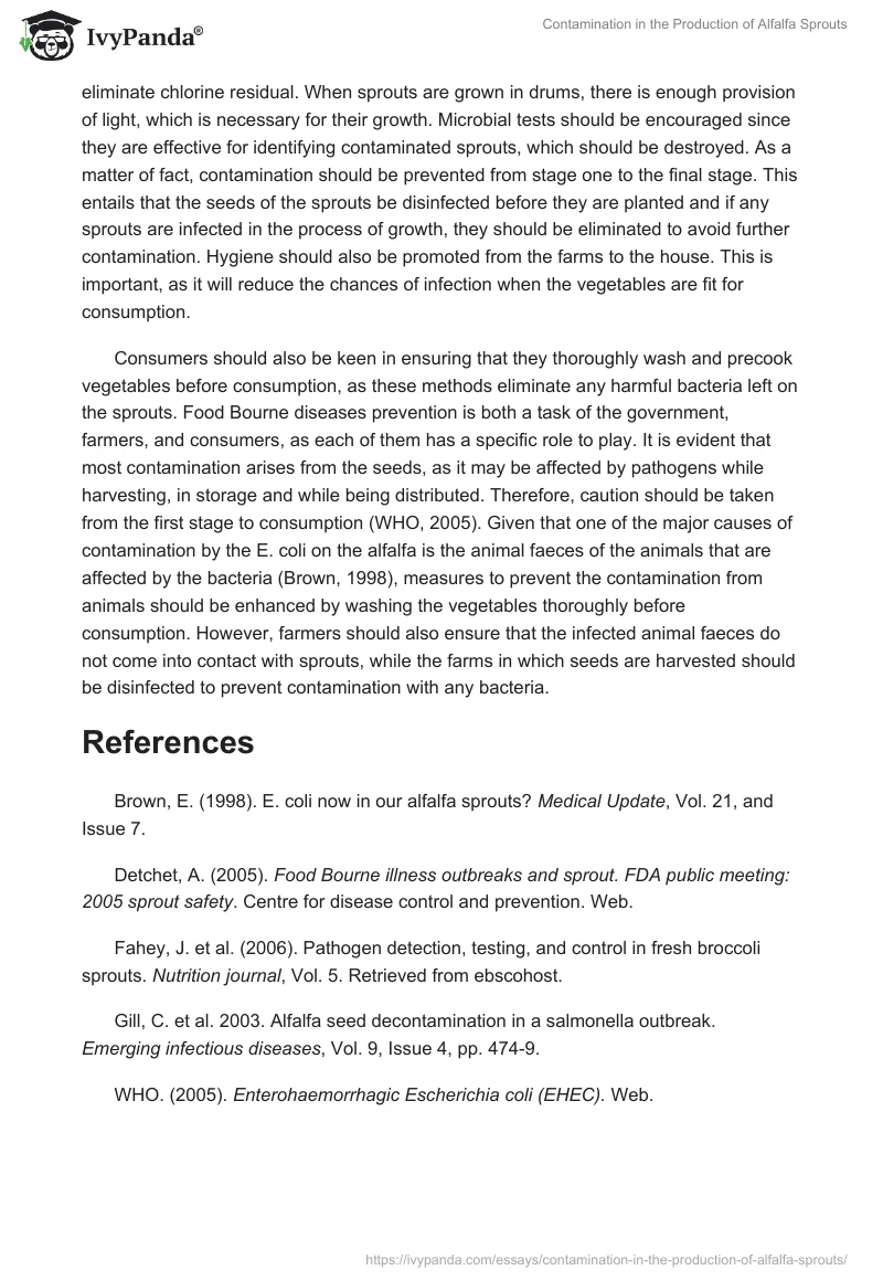 Contamination in the Production of Alfalfa Sprouts. Page 2