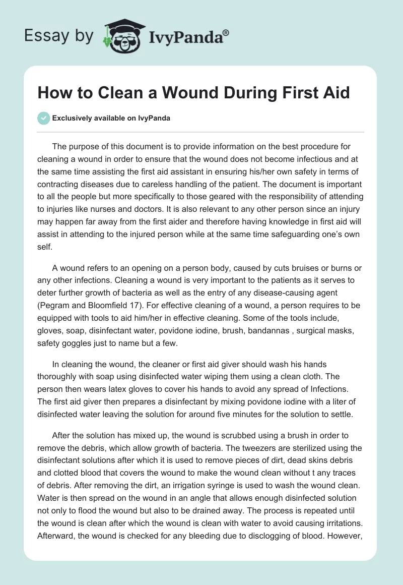 How to Clean a Wound During First Aid. Page 1