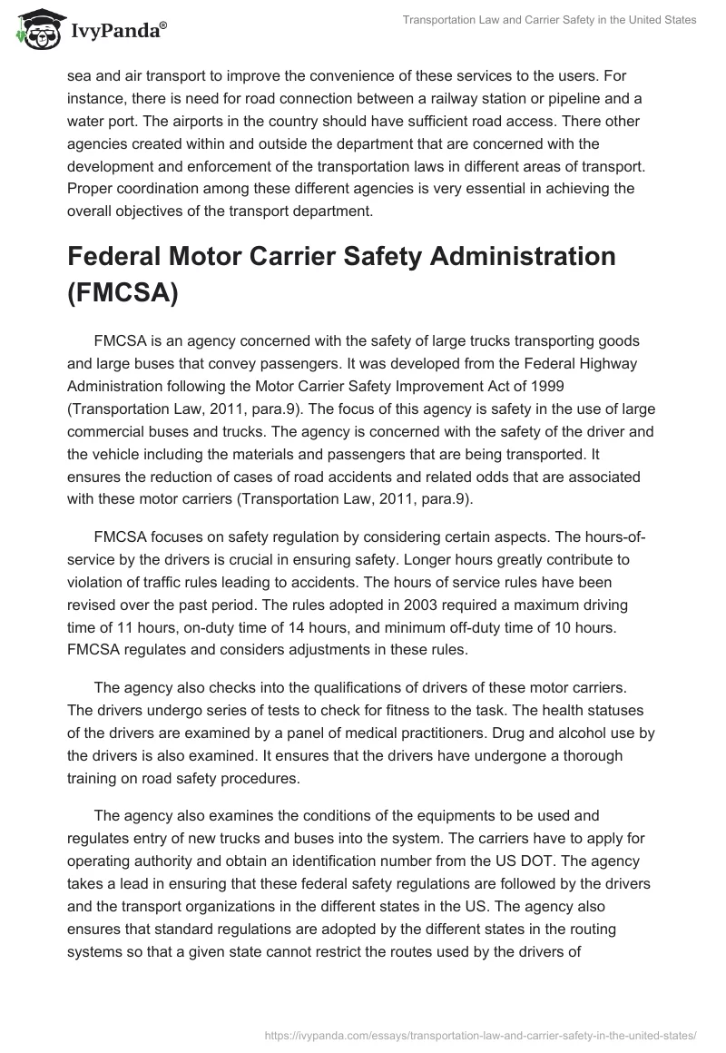 Transportation Law and Carrier Safety in the United States. Page 2