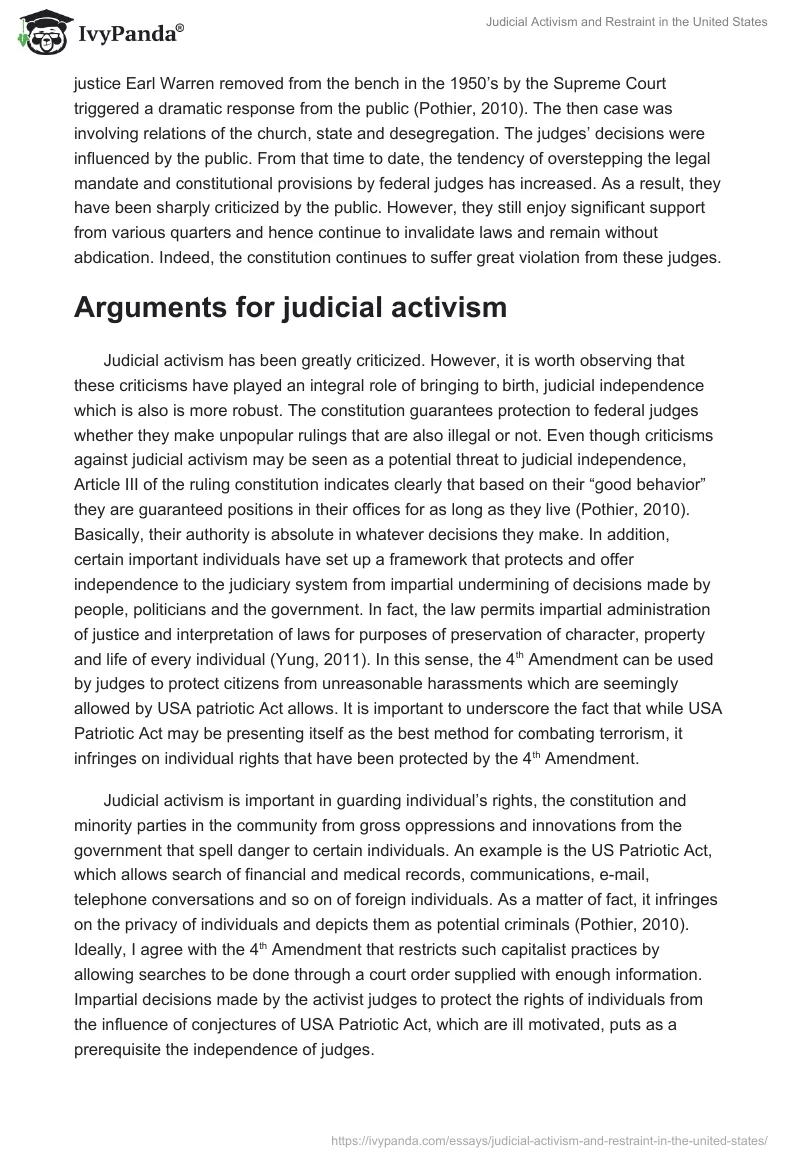 Judicial Activism and Restraint in the United States. Page 2