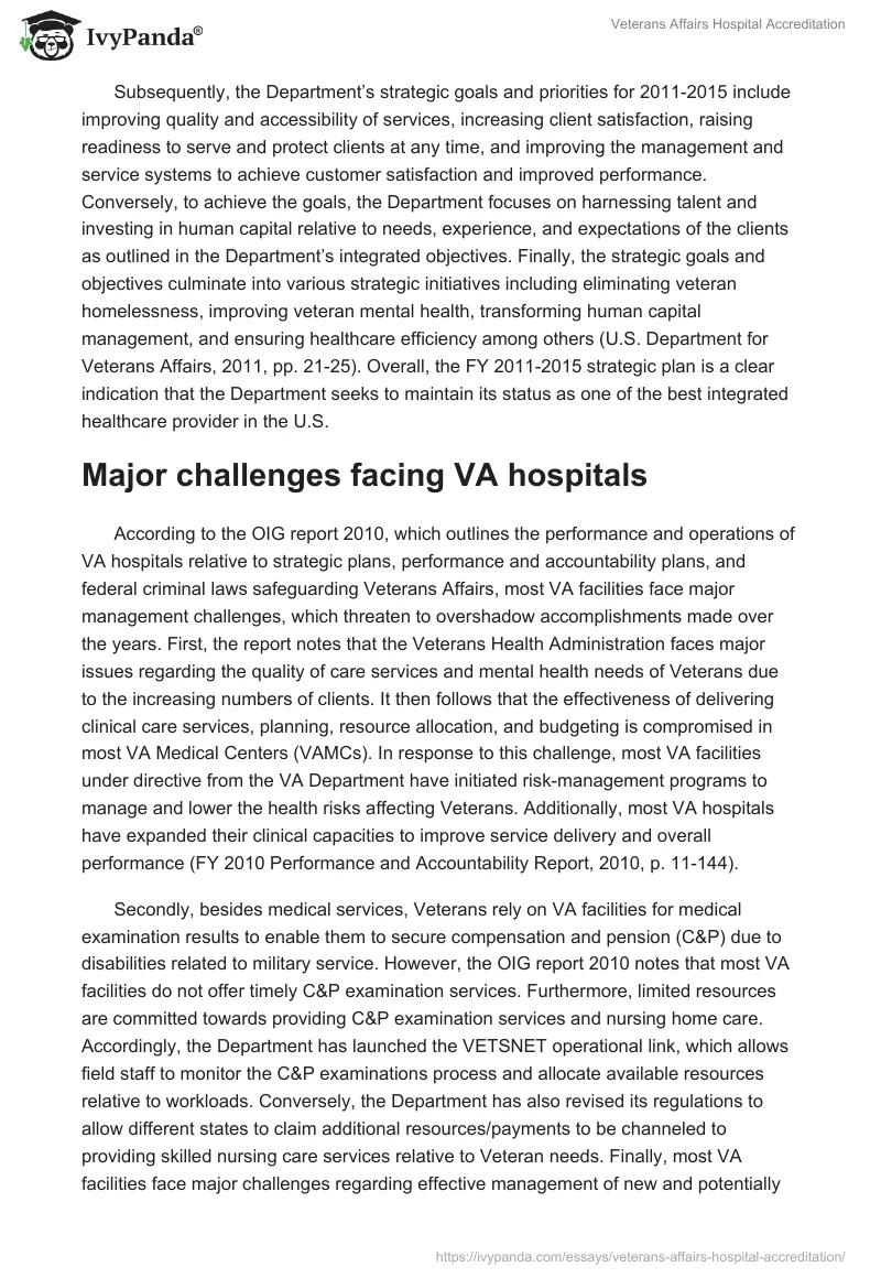 Veterans Affairs Hospital Accreditation. Page 2