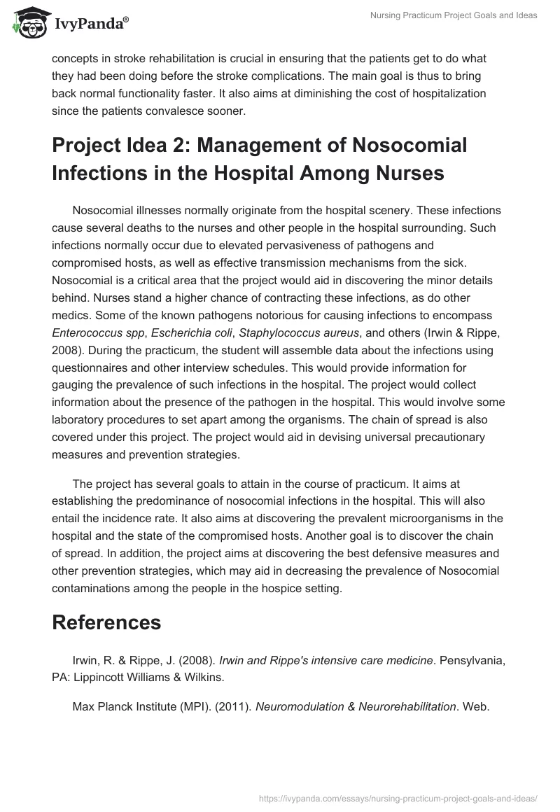 Nursing Practicum Project Goals and Ideas. Page 2