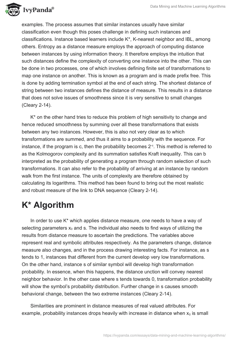 Data Mining and Machine Learning Algorithms. Page 2