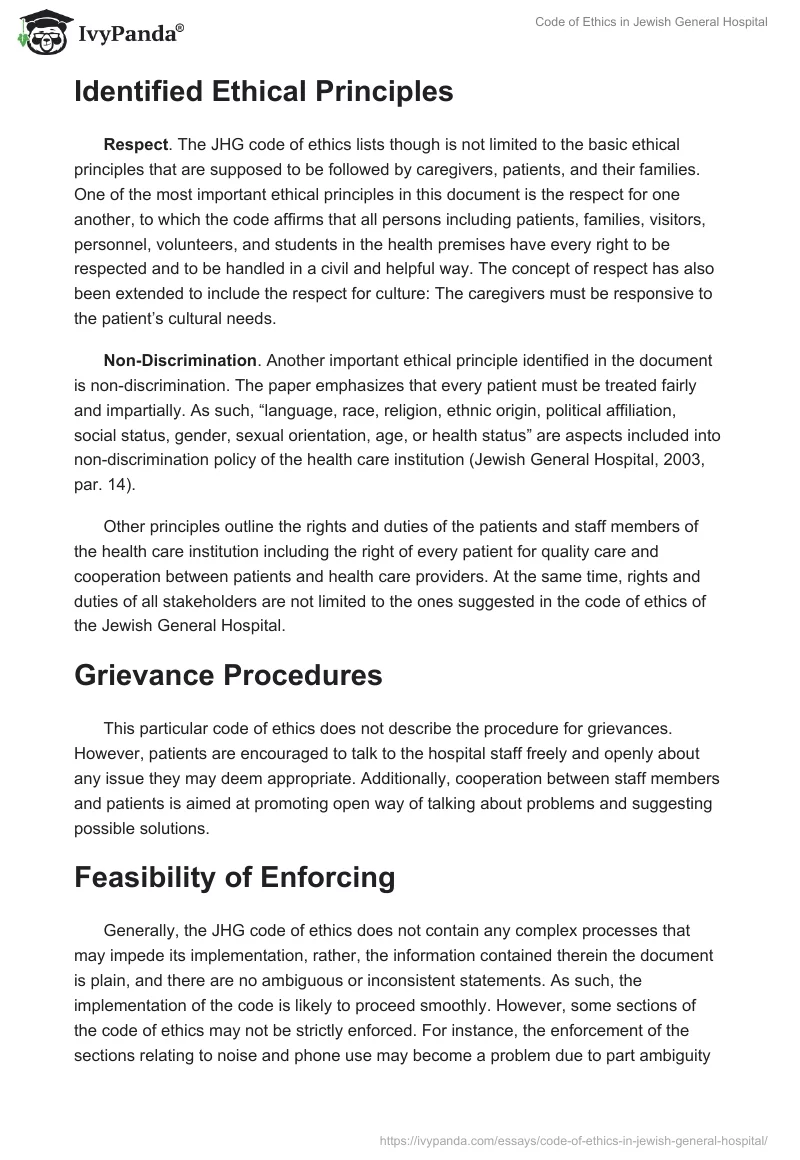 Code of Ethics in Jewish General Hospital. Page 2