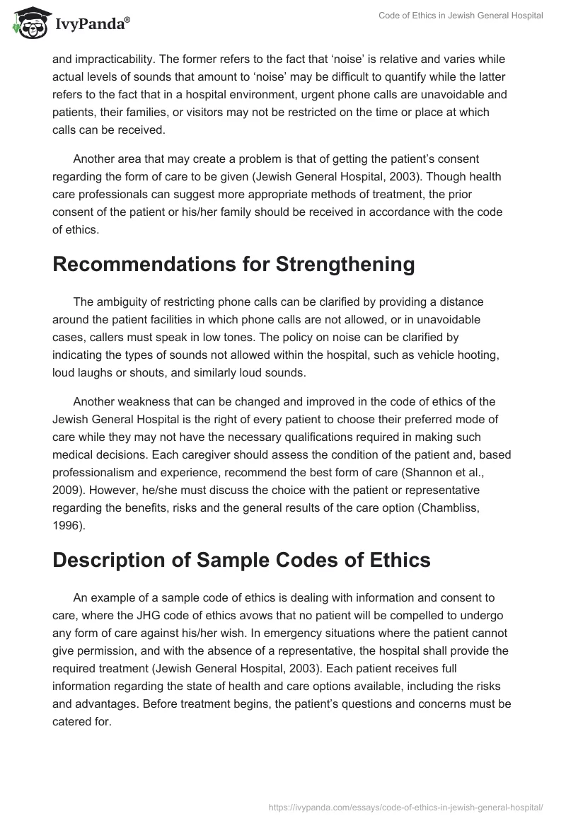 Code of Ethics in Jewish General Hospital. Page 3