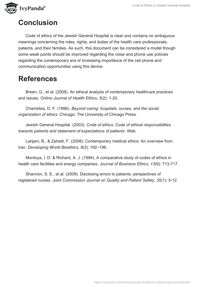 Code of Ethics in Jewish General Hospital. Page 4