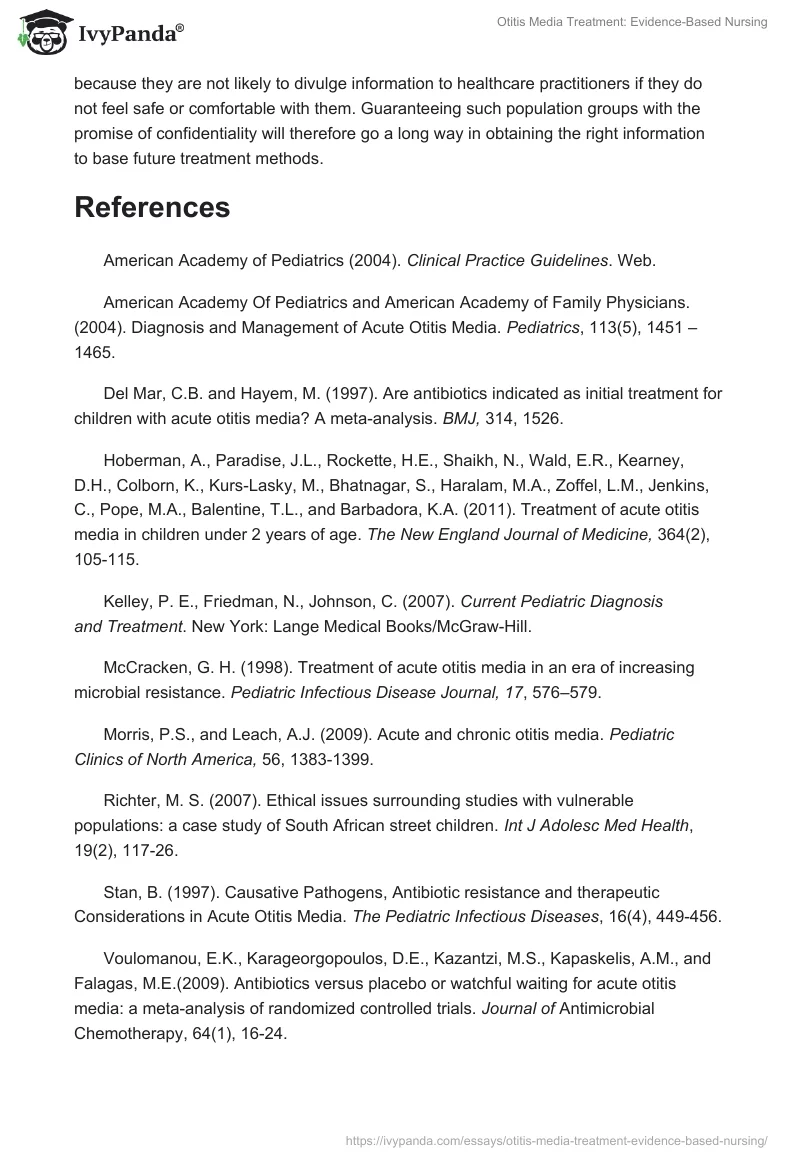 Otitis Media Treatment: Evidence-Based Nursing. Page 3