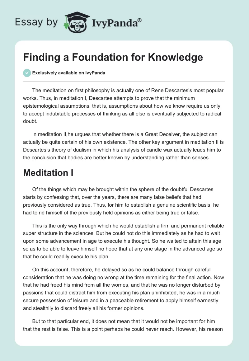 Finding a Foundation for Knowledge. Page 1
