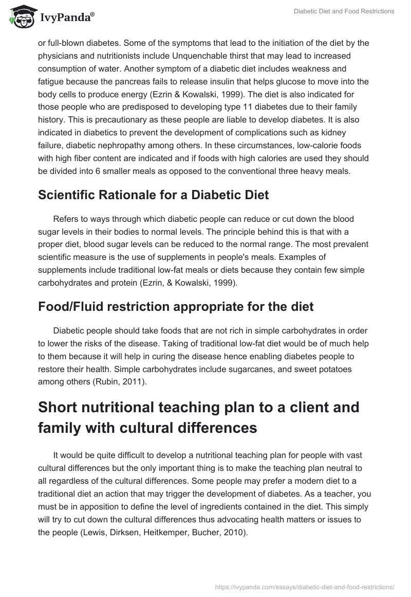 Diabetic Diet and Food Restrictions. Page 2