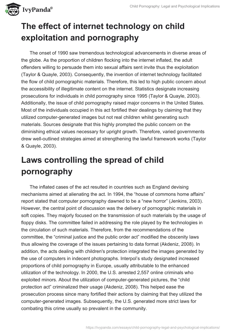 Child Pornography: Legal and Psychological Implications. Page 2