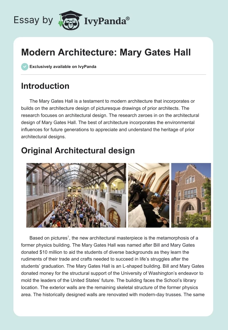 Modern Architecture: Mary Gates Hall. Page 1