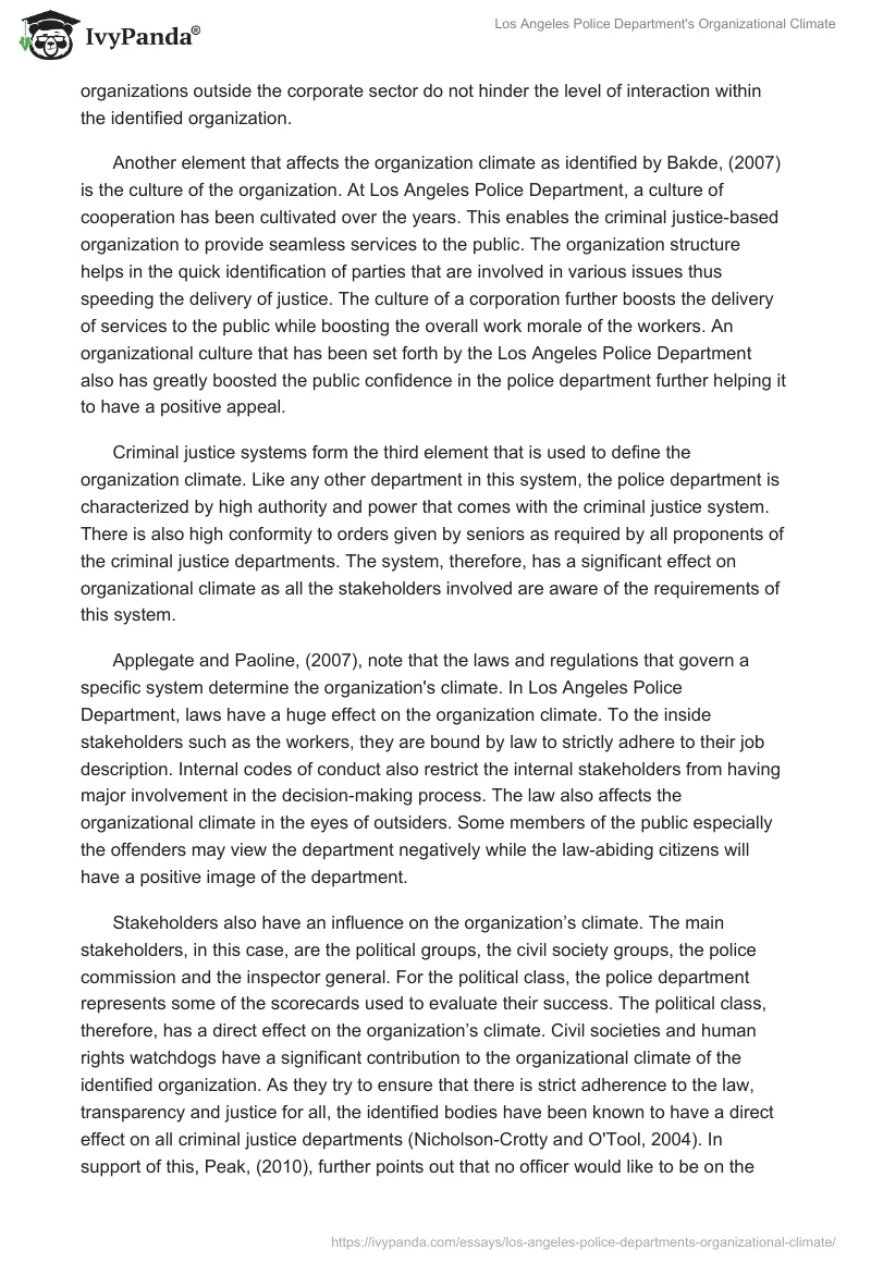 Los Angeles Police Department's Organizational Climate. Page 2