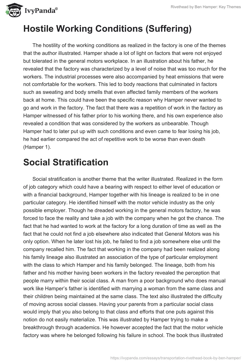 "Rivethead" by Ben Hamper: Key Themes. Page 2