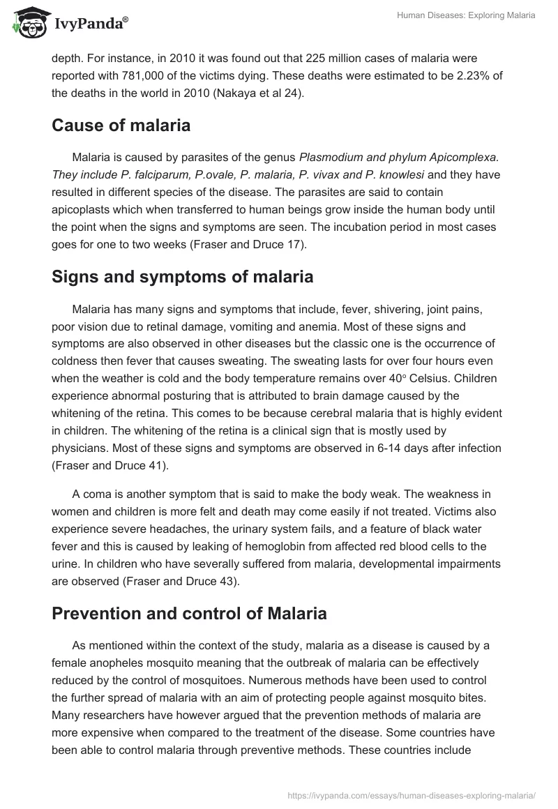 Human Diseases: Exploring Malaria. Page 2
