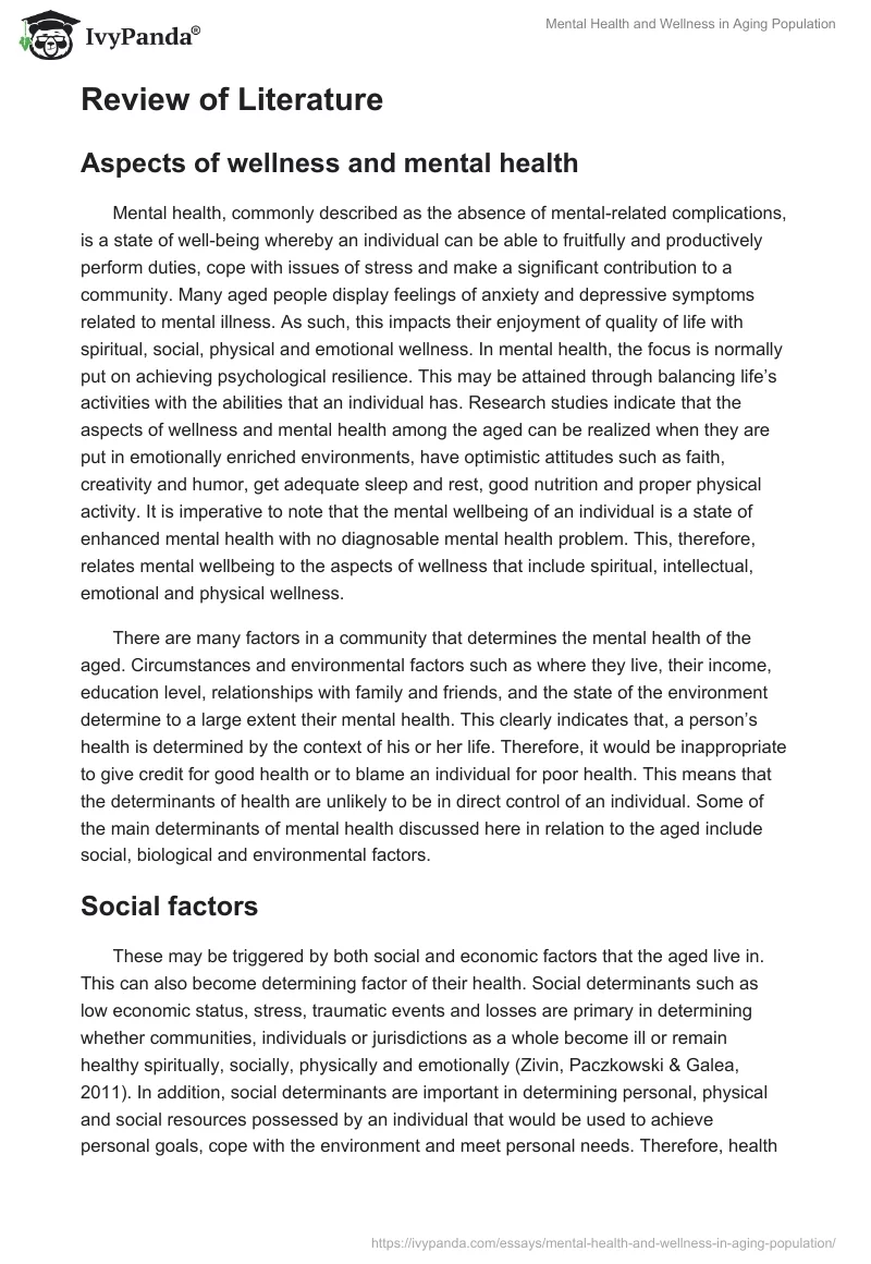 Mental Health and Wellness in Aging Population. Page 2