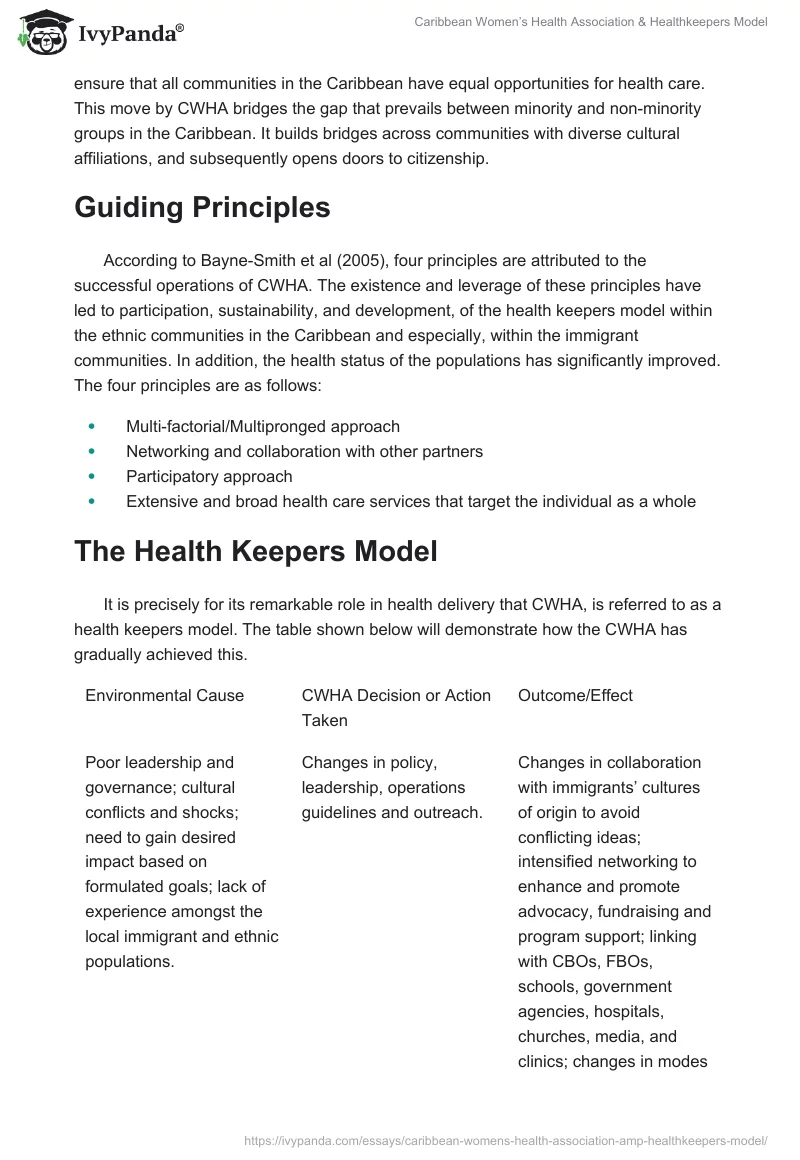 Caribbean Women’s Health Association & Healthkeepers Model. Page 2