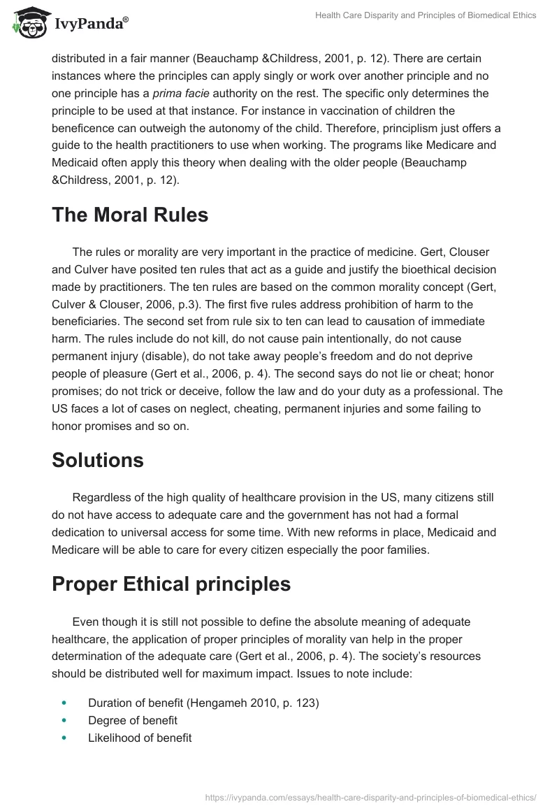 Health Care Disparity and Principles of Biomedical Ethics. Page 2