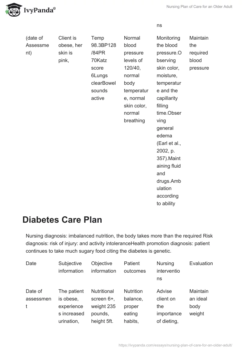Nursing Plan of Care for an Older Adult. Page 4