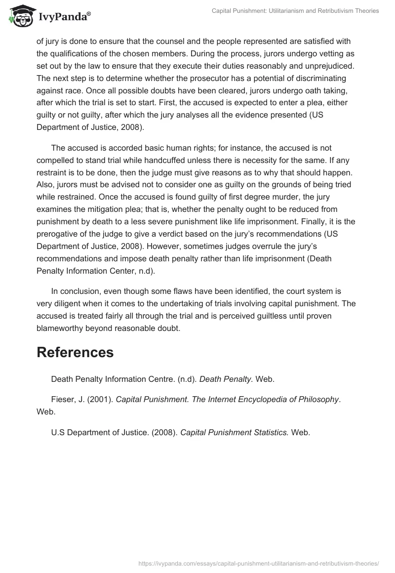Capital Punishment: Utilitarianism and Retributivism Theories. Page 2