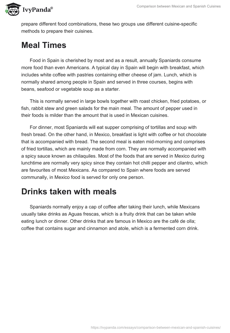 Comparison between Mexican and Spanish Cuisines. Page 2