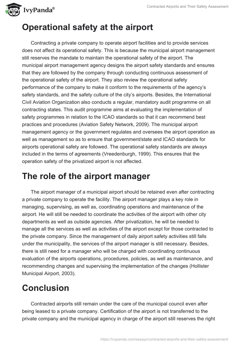 Contracted Airports and Their Safety Assessment. Page 2
