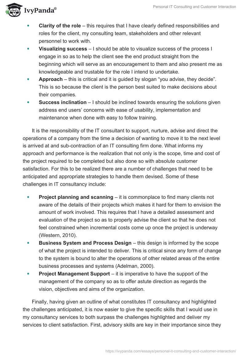 Personal IT Consulting and Customer Interaction. Page 2