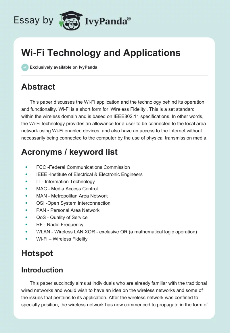 Wi-Fi Technology and Applications. Page 1