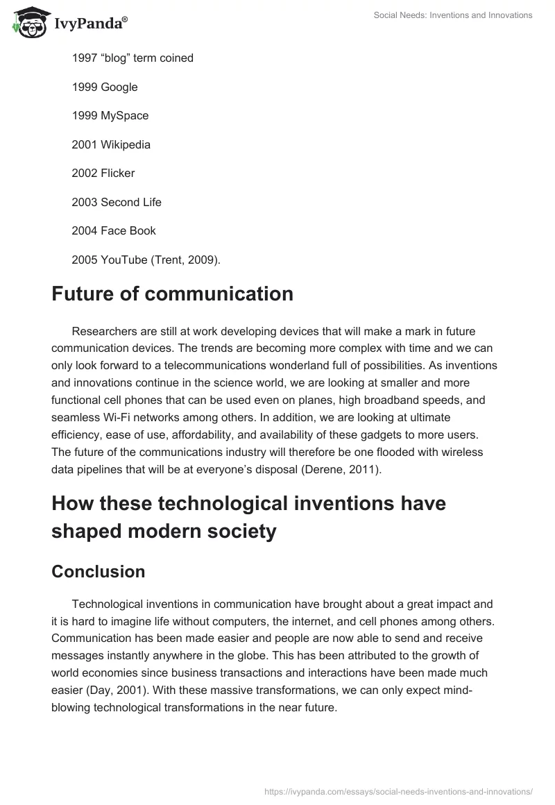 Social Needs: Inventions and Innovations. Page 5
