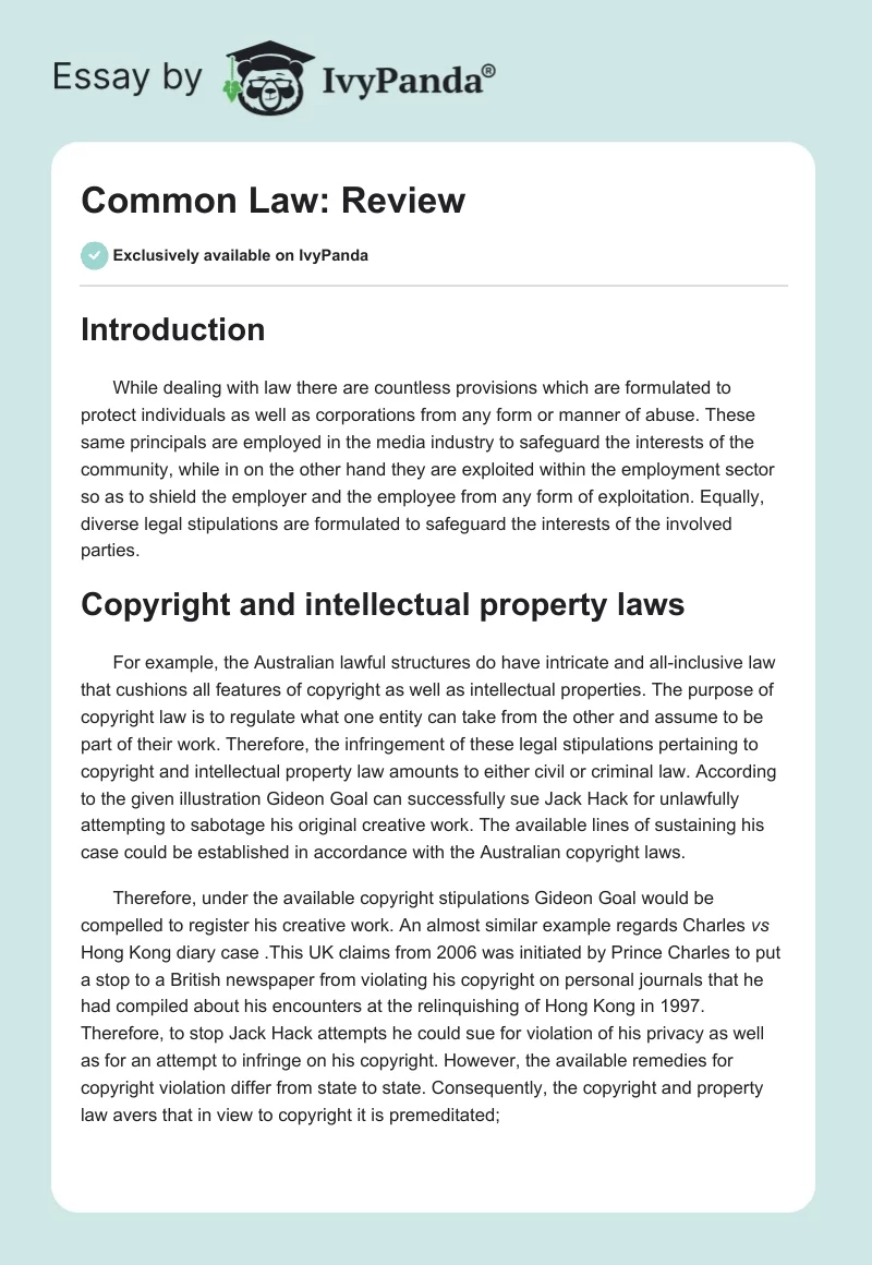 Common Law: Review. Page 1