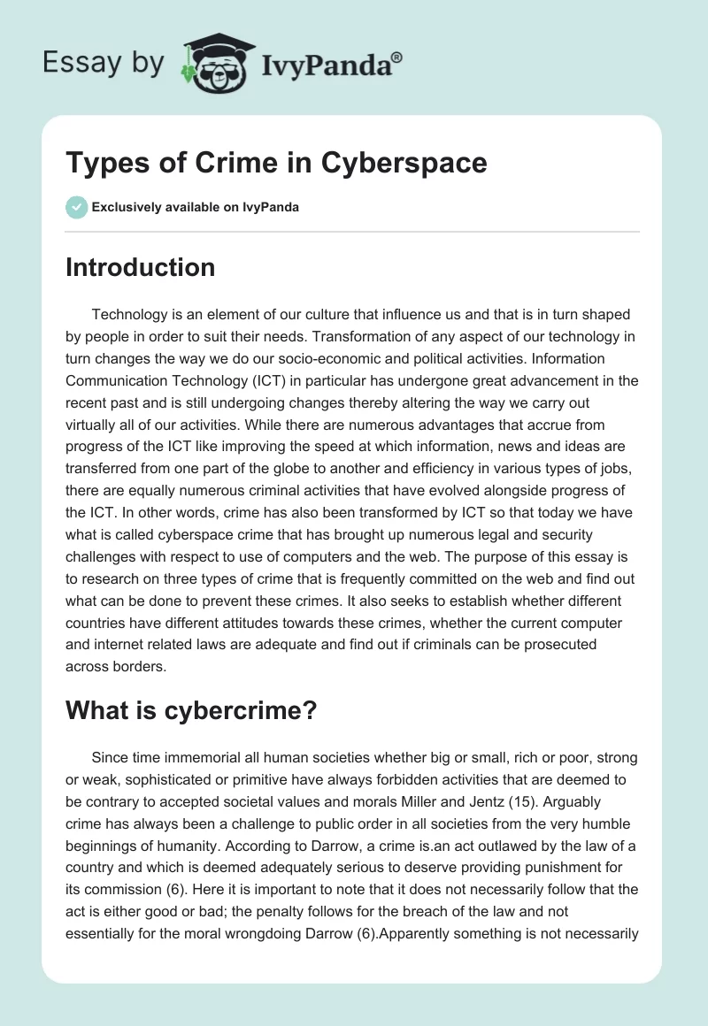 Types of Crime in Cyberspace. Page 1