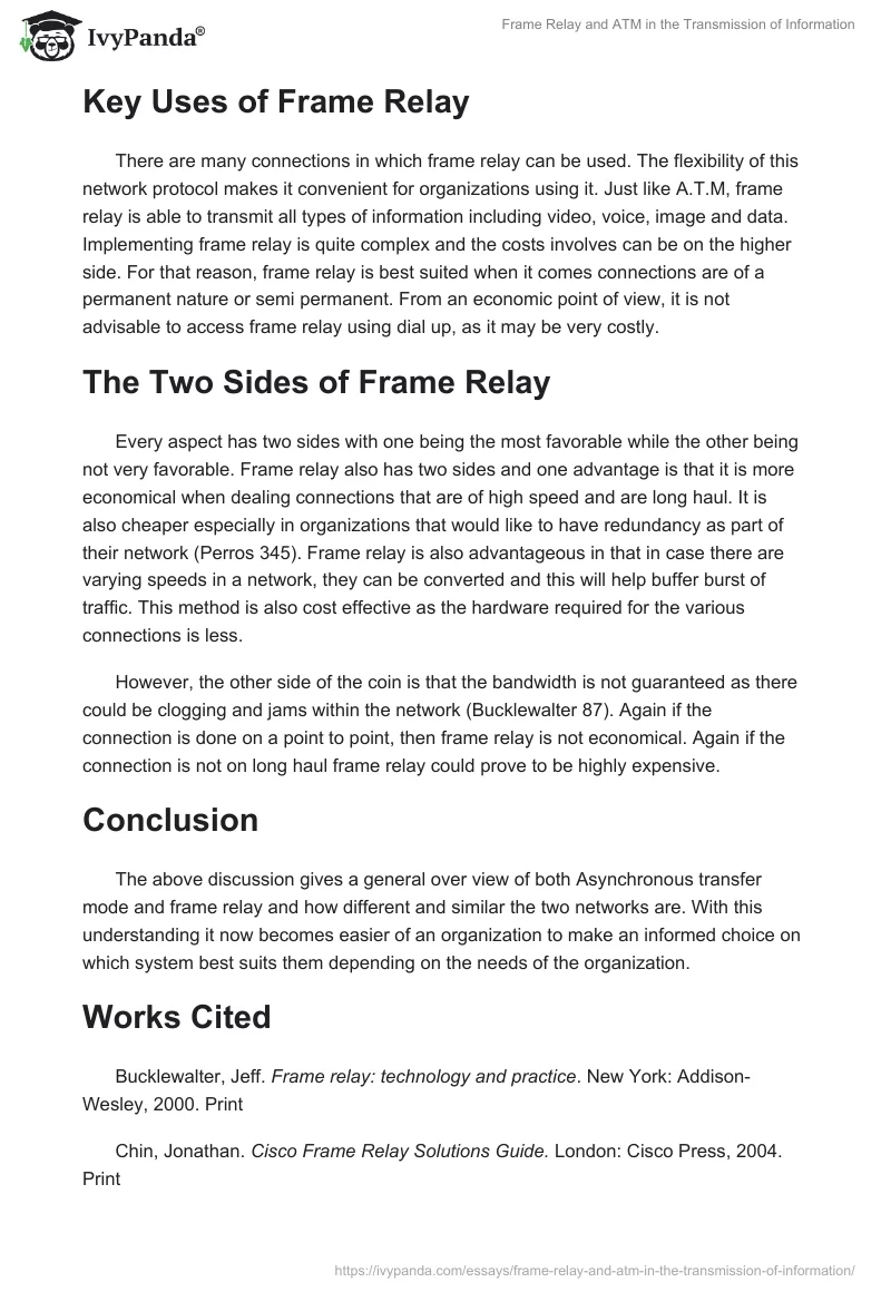 Frame Relay and ATM in the Transmission of Information. Page 5