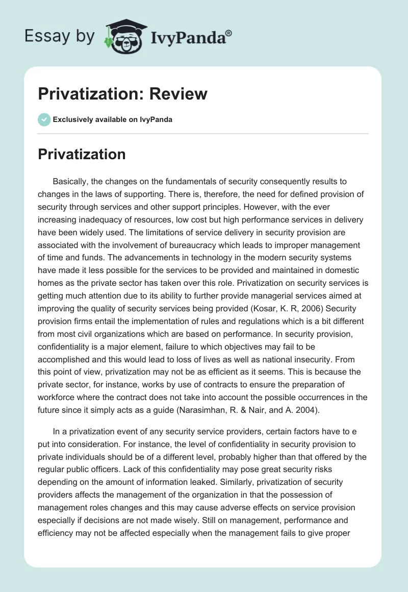 Privatization: Review. Page 1