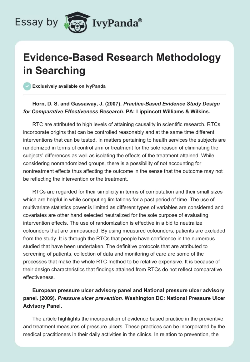 Evidence-Based Research Methodology in Searching. Page 1