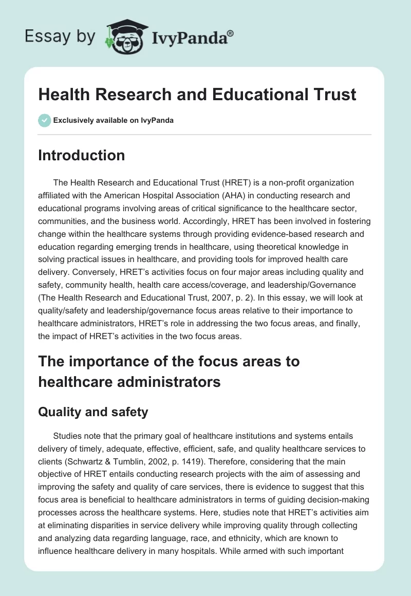 Health Research and Educational Trust. Page 1