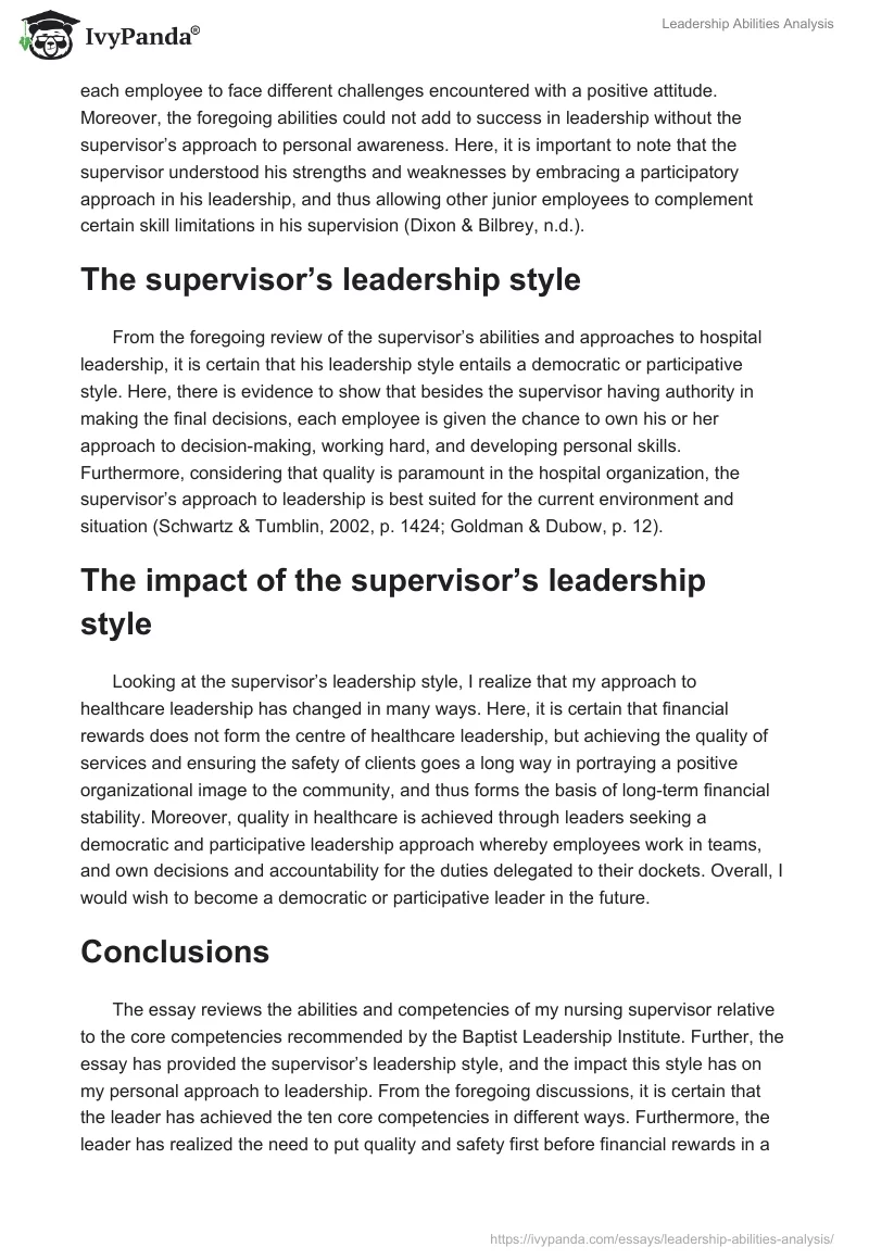 Leadership Abilities Analysis. Page 3