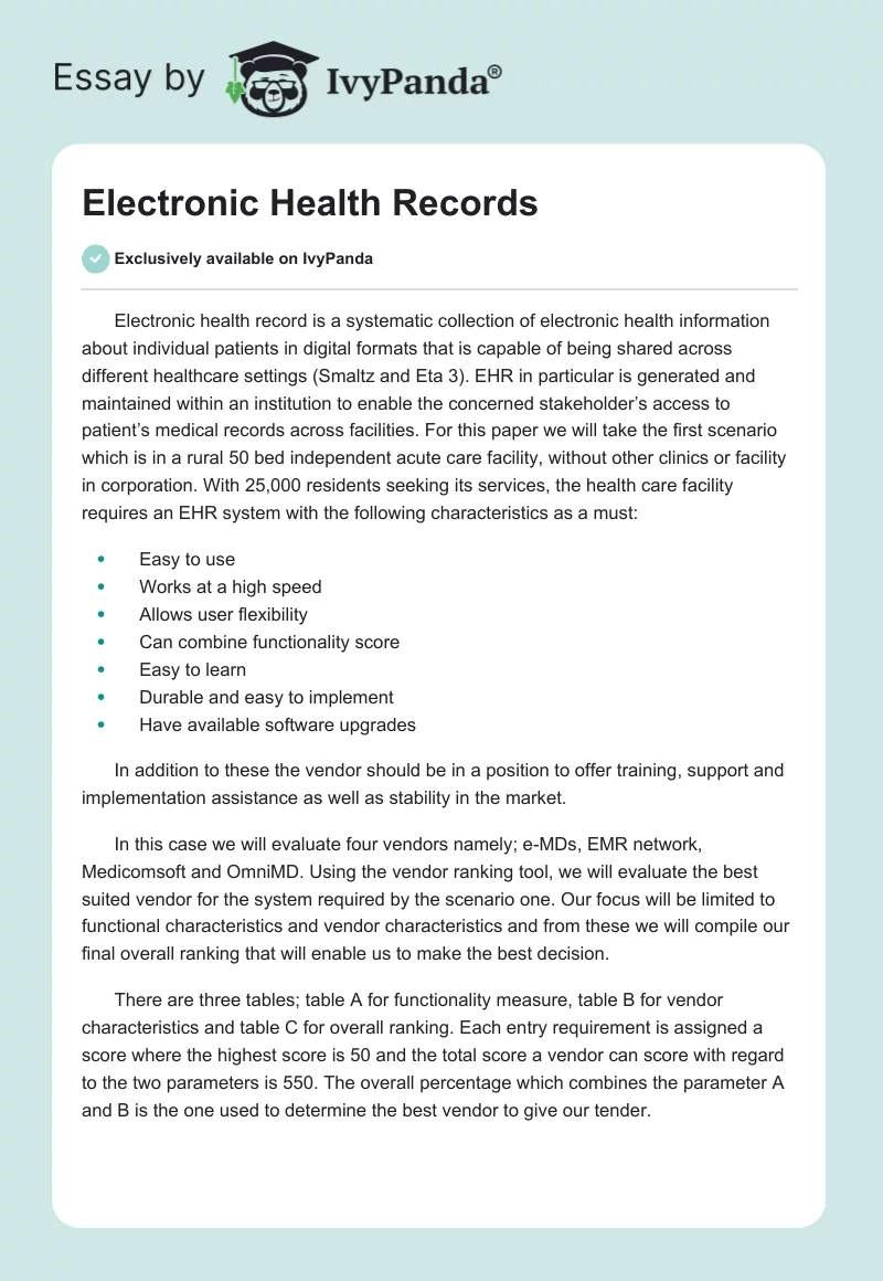 Electronic Health Records. Page 1