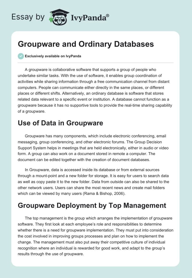 Groupware and Ordinary Databases. Page 1
