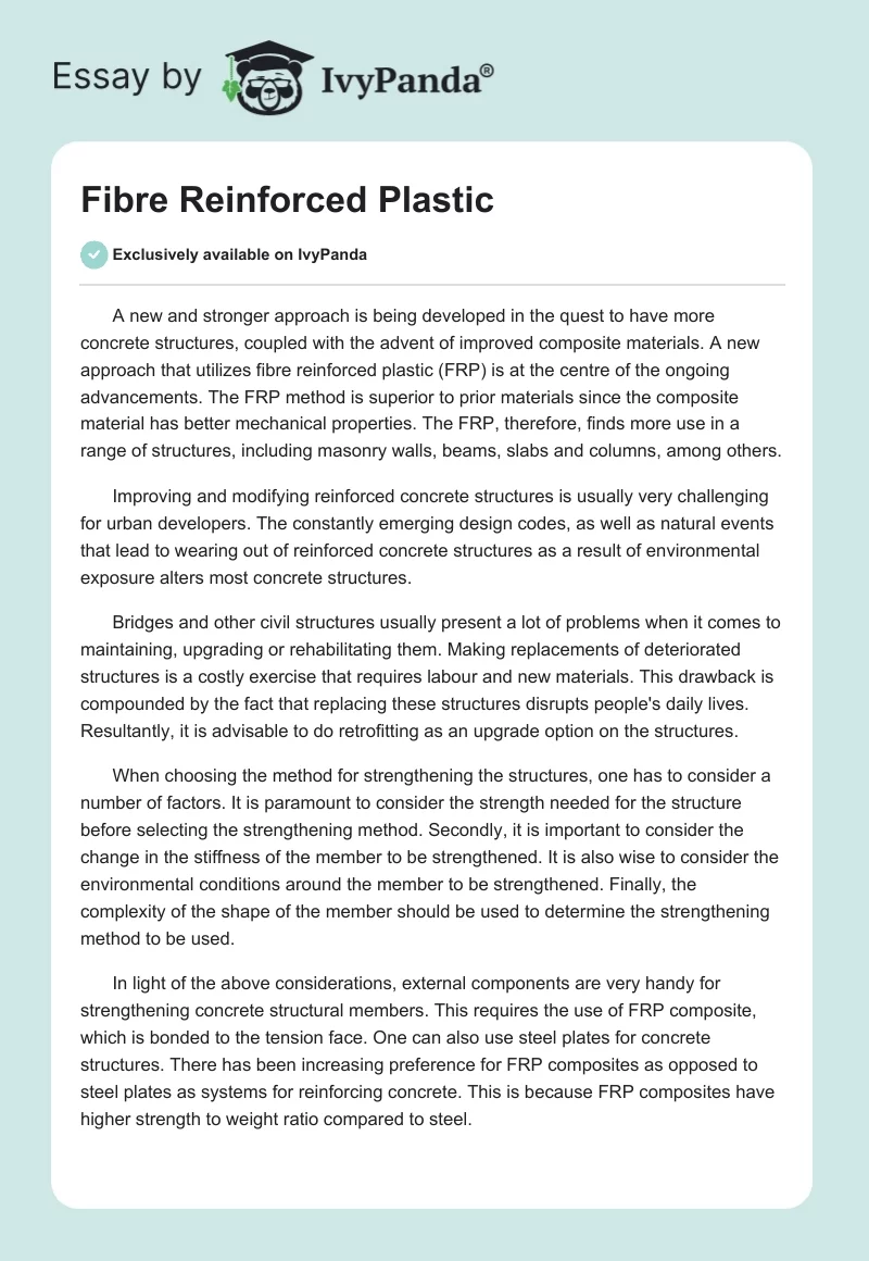 Fibre Reinforced Plastic. Page 1