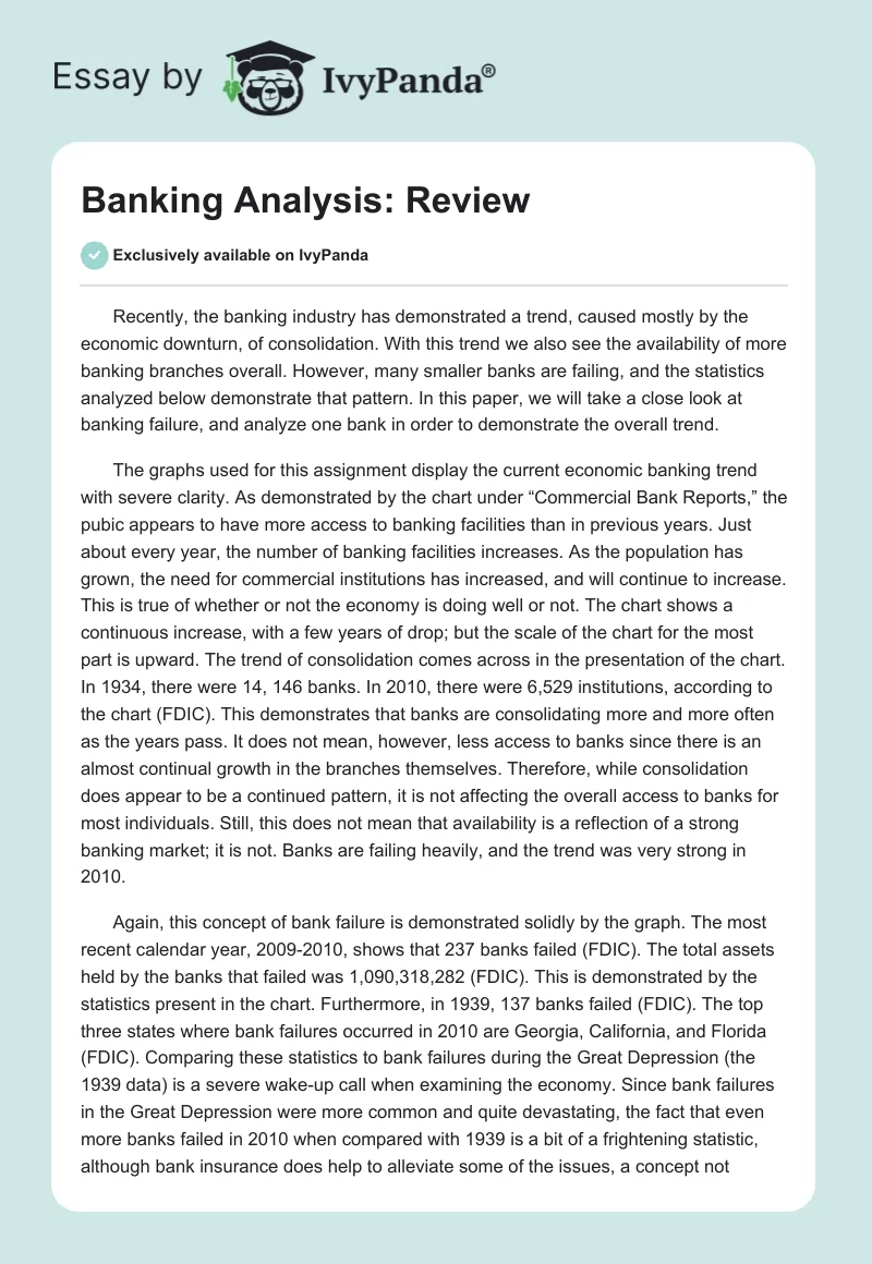 Banking Analysis: Review. Page 1