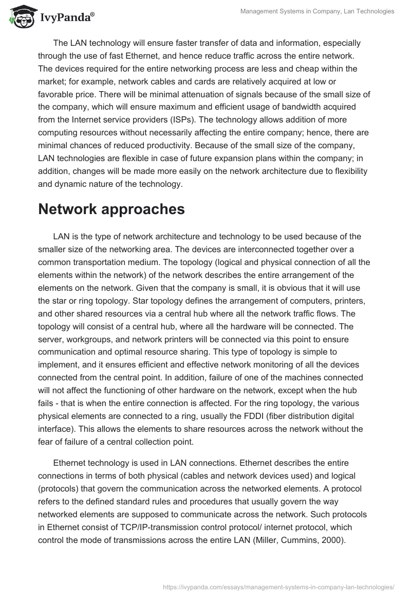 Management Systems in Company, Lan Technologies. Page 2