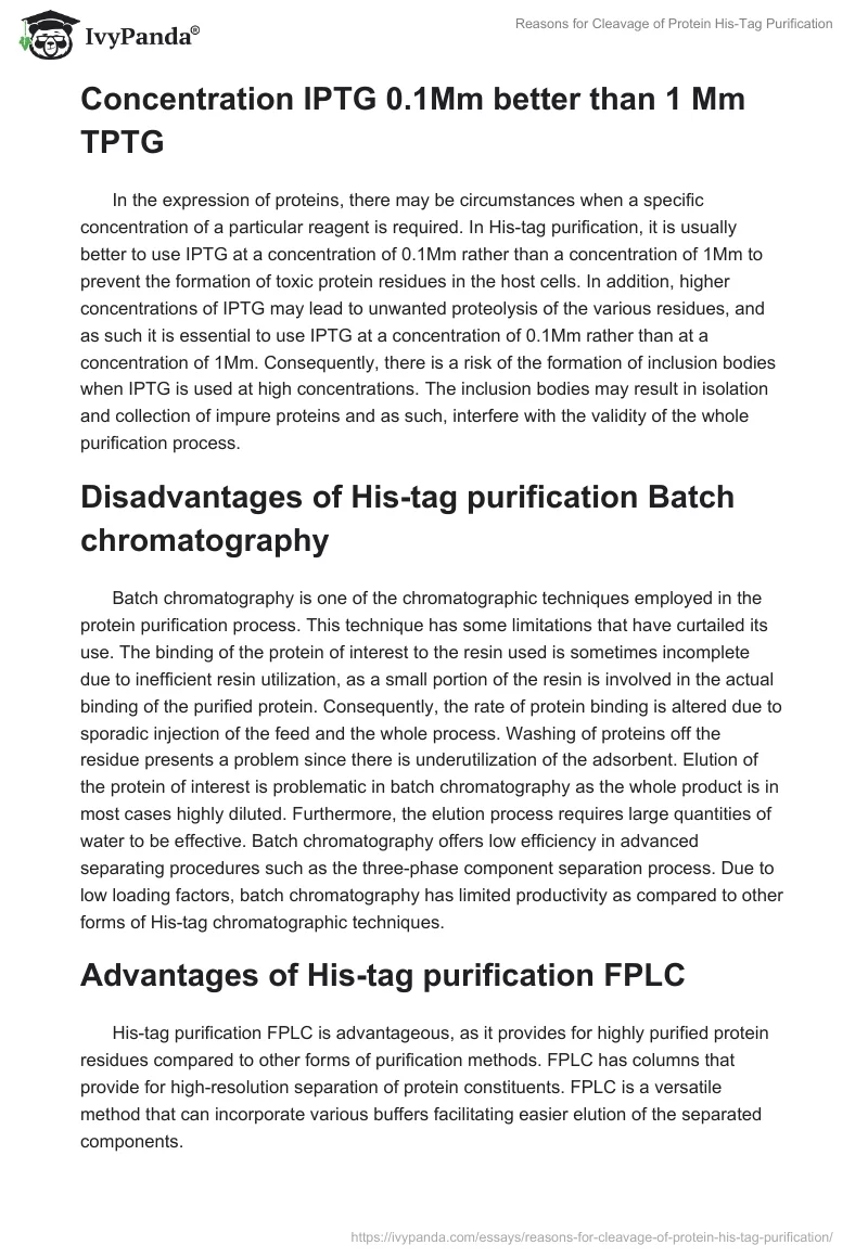Reasons for Cleavage of Protein His-Tag Purification. Page 3