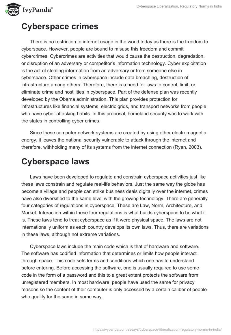 Cyberspace Liberalization, Regulatory Norms in India. Page 2