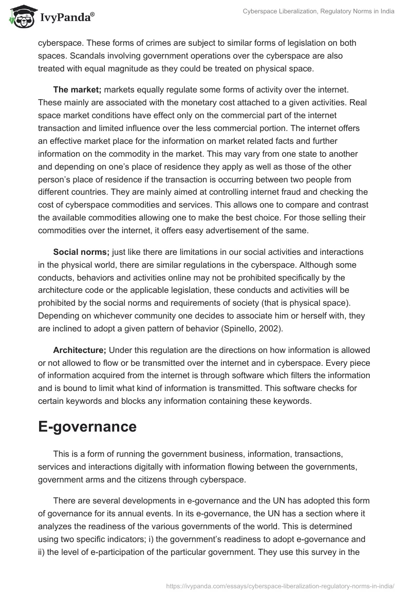 Cyberspace Liberalization, Regulatory Norms in India. Page 4