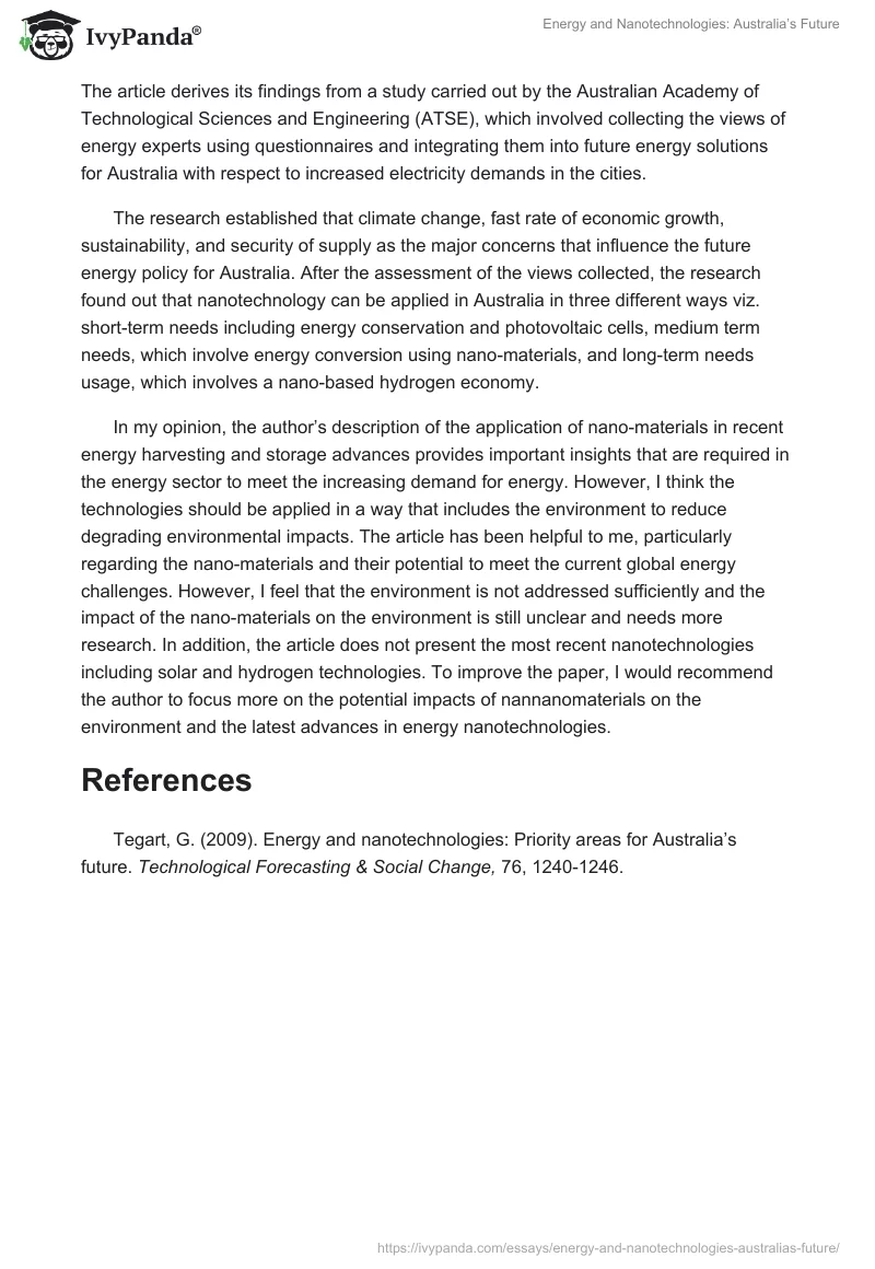 Energy and Nanotechnologies: Australia’s Future. Page 2