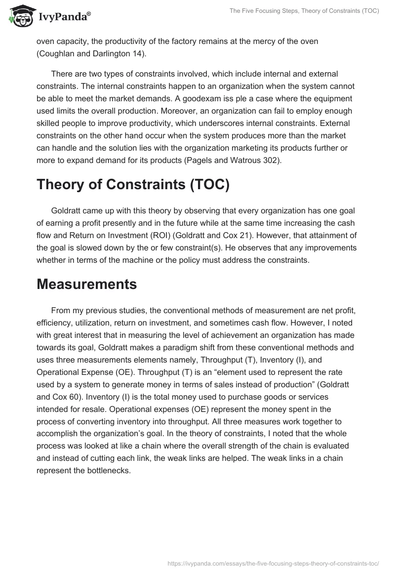 The Five Focusing Steps, Theory of Constraints (TOC). Page 2