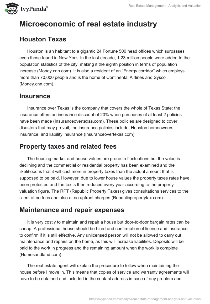 Real Estate Management - Analysis and Valuation. Page 2