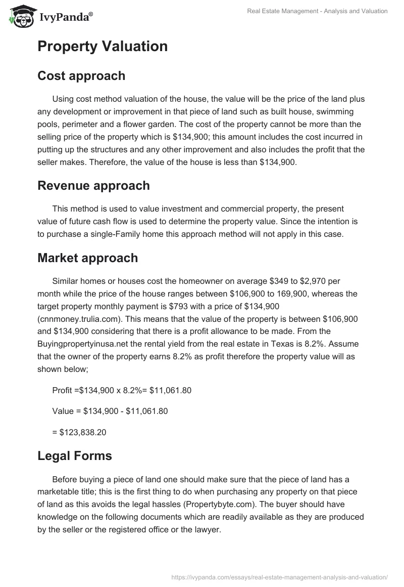 Real Estate Management - Analysis and Valuation. Page 5